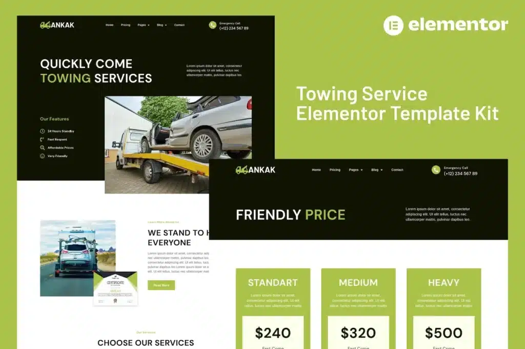 Ankak Towing Services Elementor Pro Template Kit