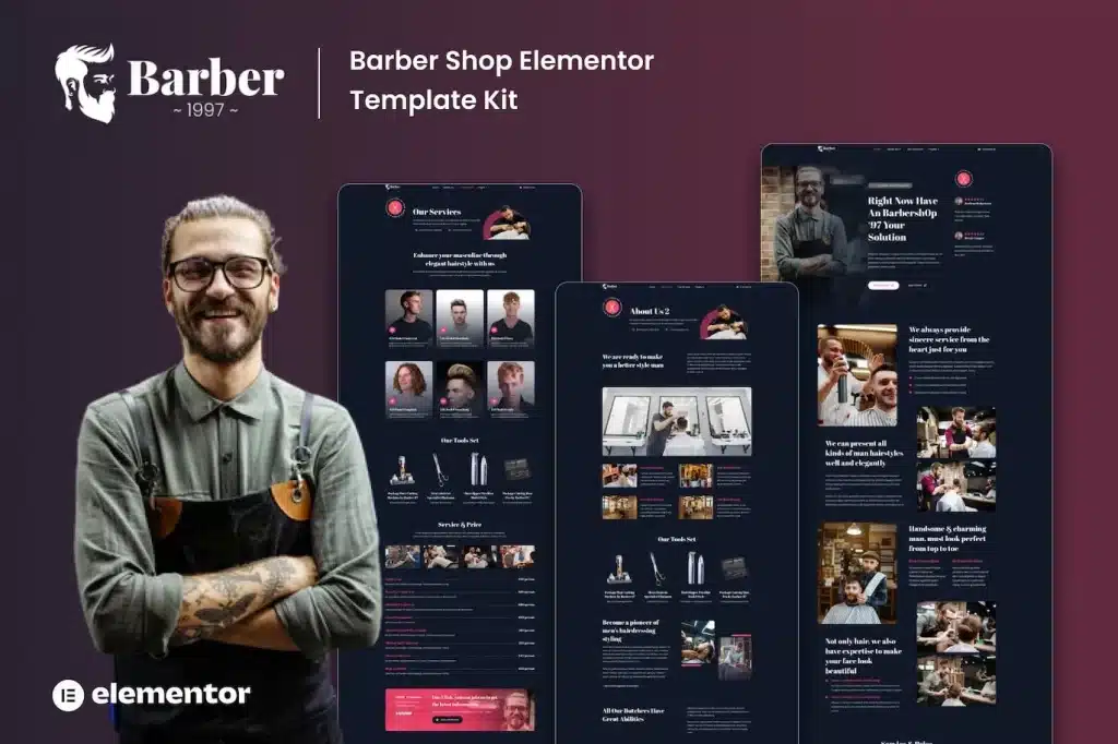 Barber 1997 Barbershop Elementor Template Kits