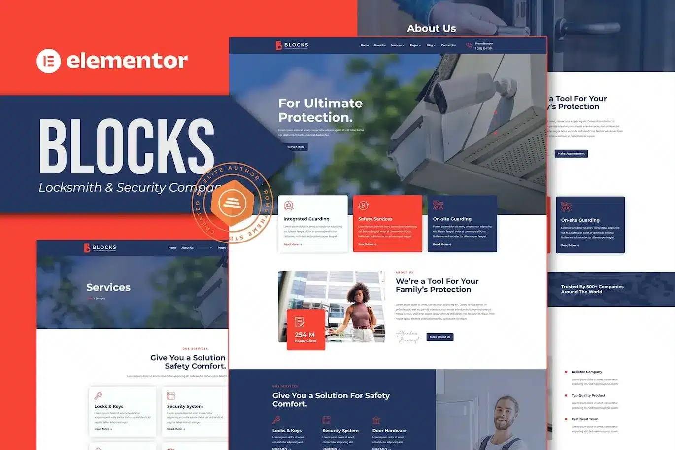 Blocks Locksmith & Security Company Elementor Template Kit