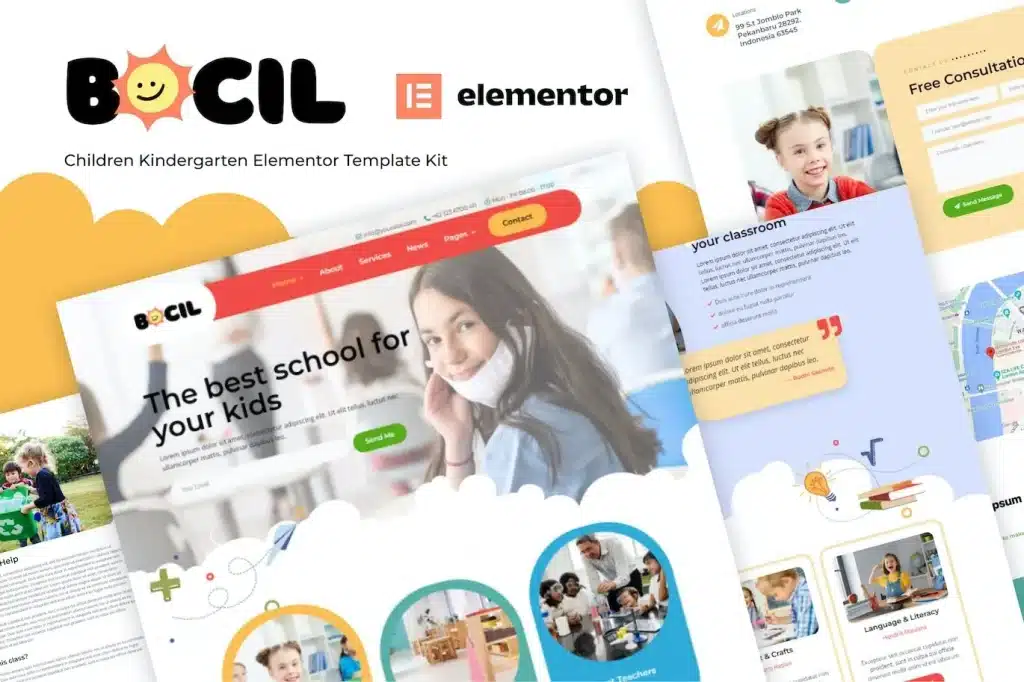 Bocil Children Kindergarten Elementor Template Kit