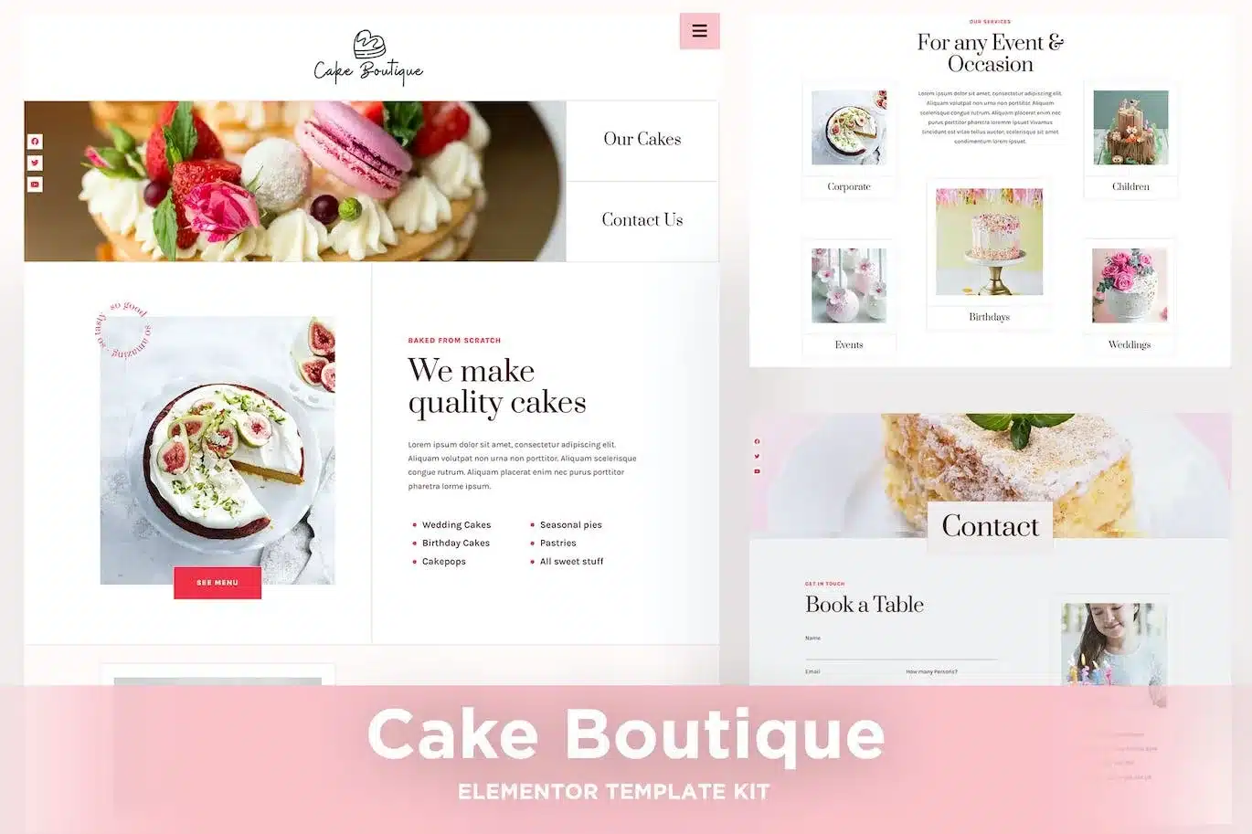 Cake Boutique Cake Elementor Template Kit