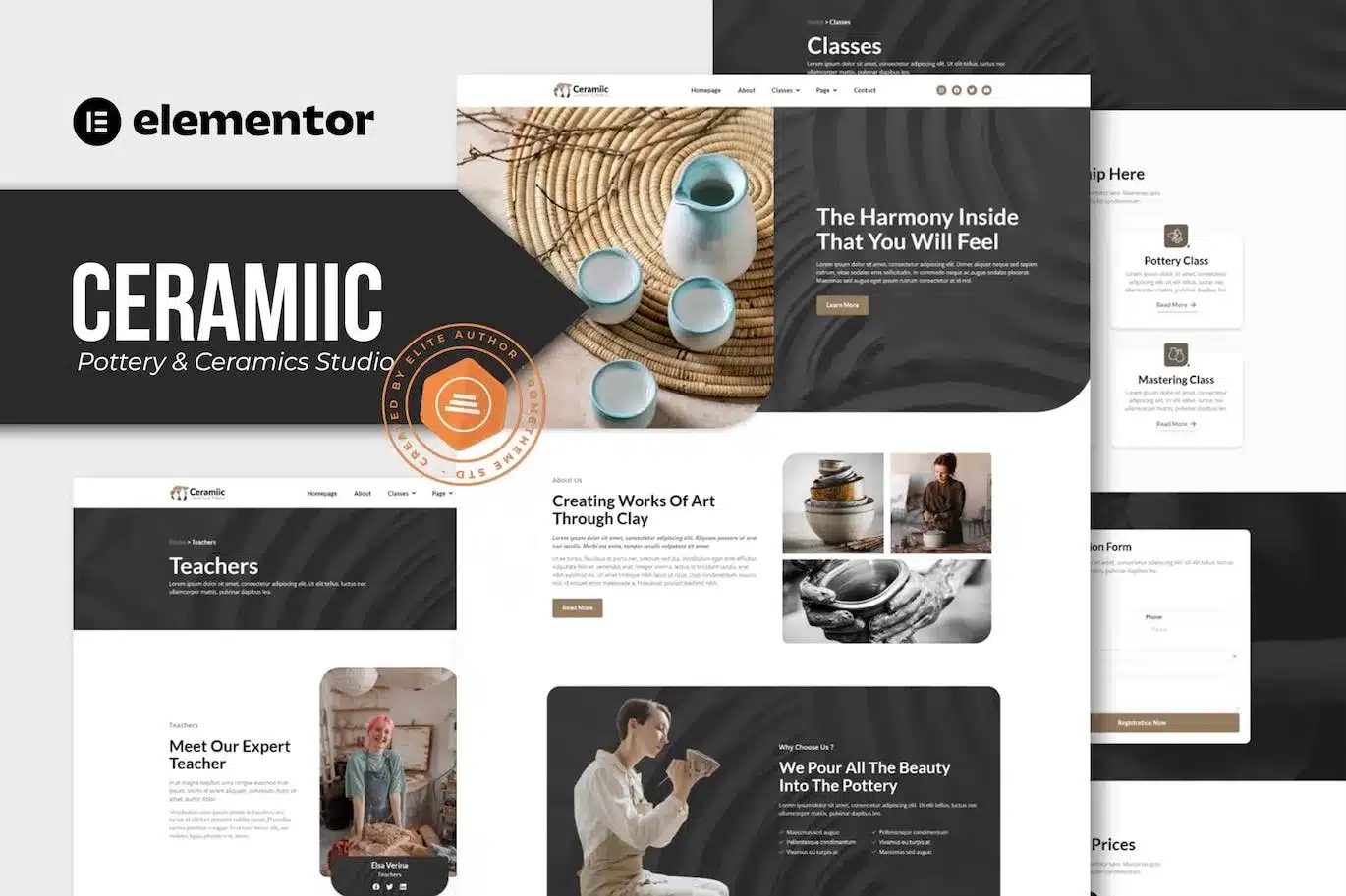 Ceramiic Pottery & Ceramics Studio Elementor Template Kit