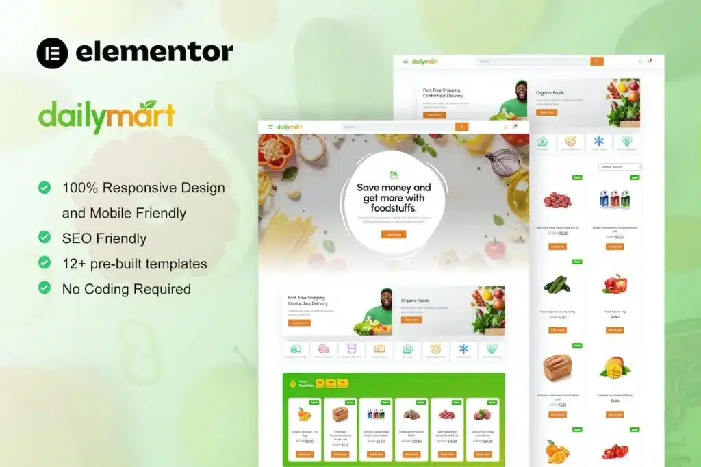 Dailymart Grocery Store Elementor Template Kit