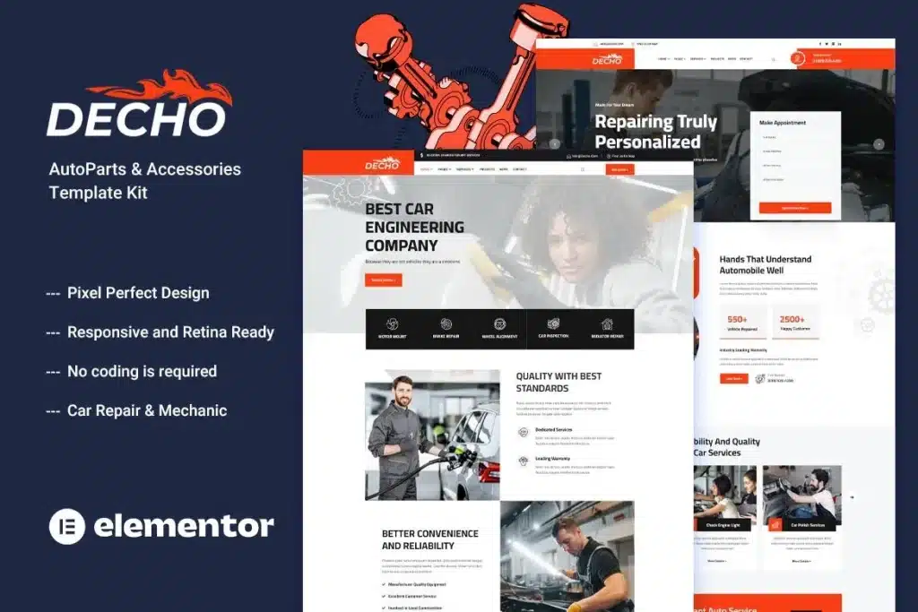 Decho Car Repair Mechanic Elementor Template Kit