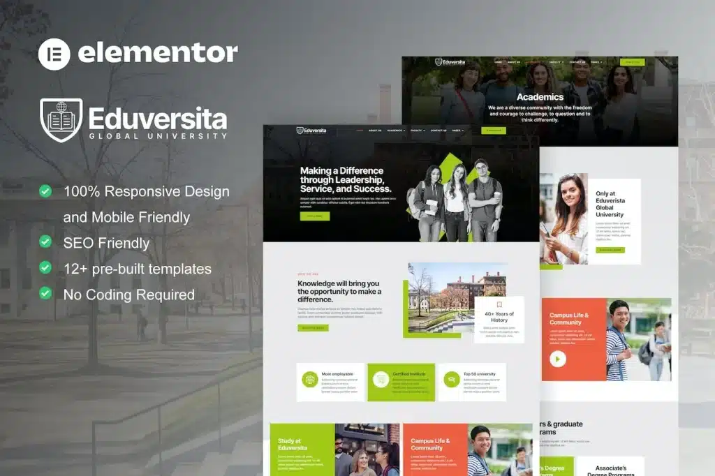 Eduversita University & College Elementor Template Kit