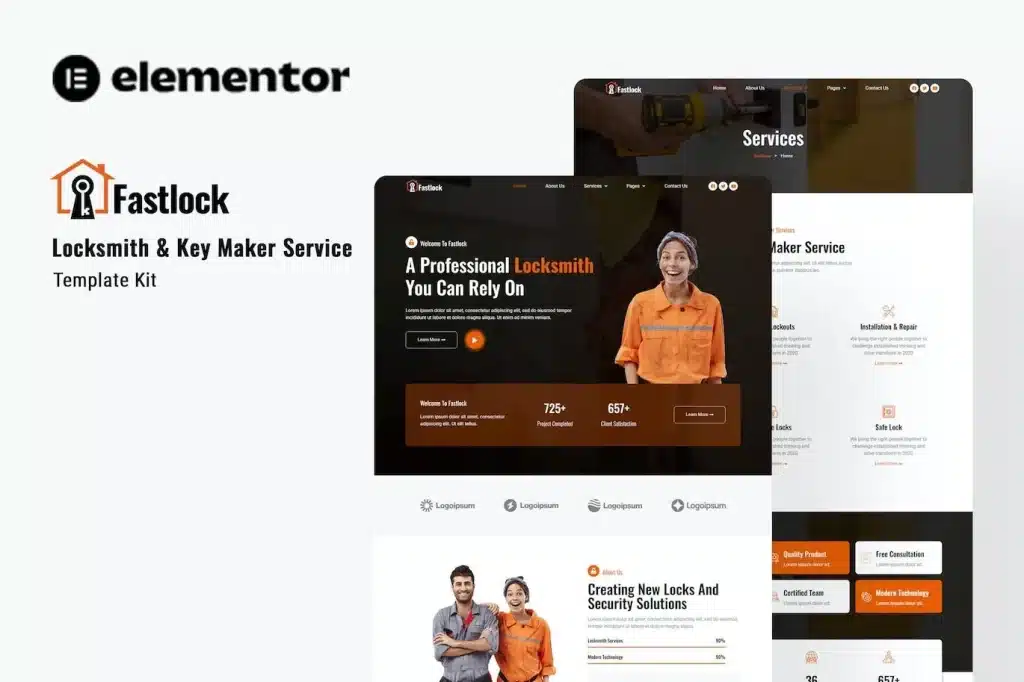 Fastlock Locksmith & Key Maker Service Elementor Template Kit