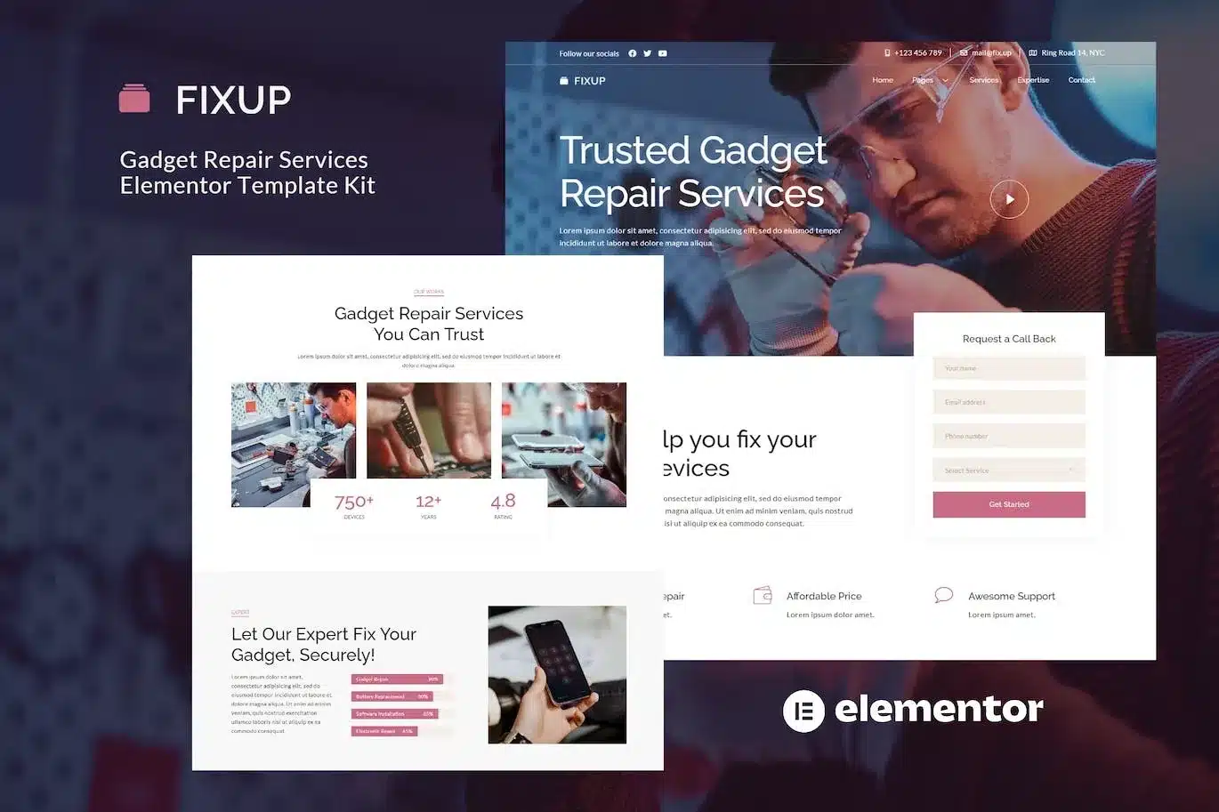 Fixup Gadget Repair Services Elementor Template Kit