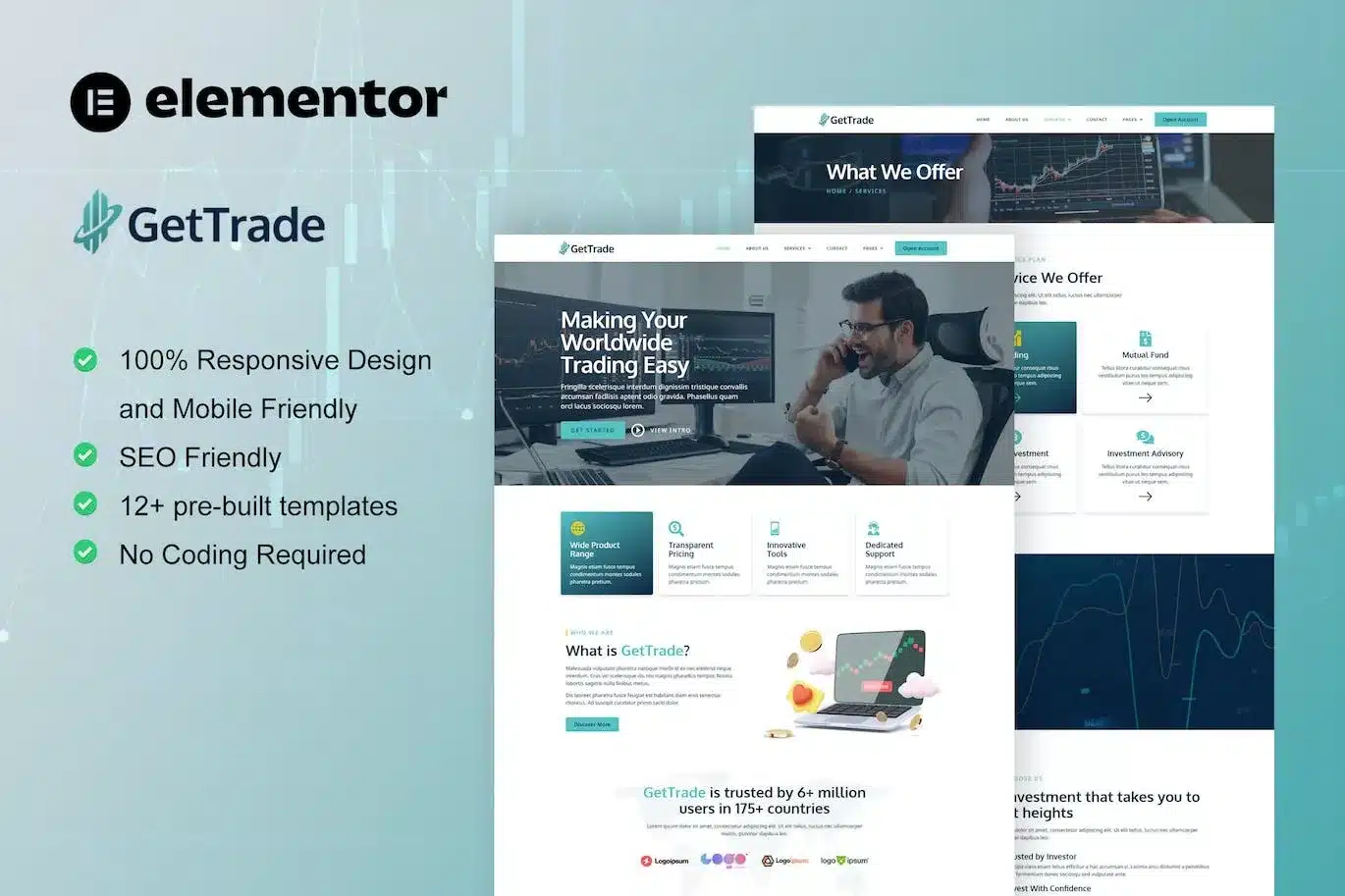 Gettrade Trading & Investment Elementor Template Kit