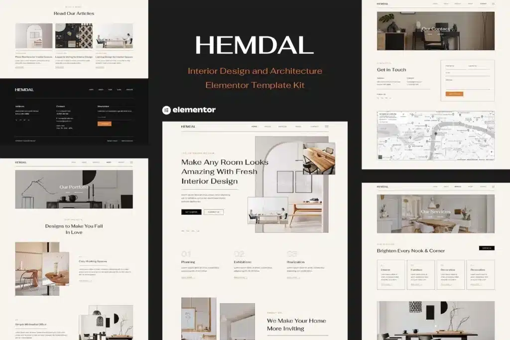 Hemdal Interior Design & Architecture Elementor Template Kit