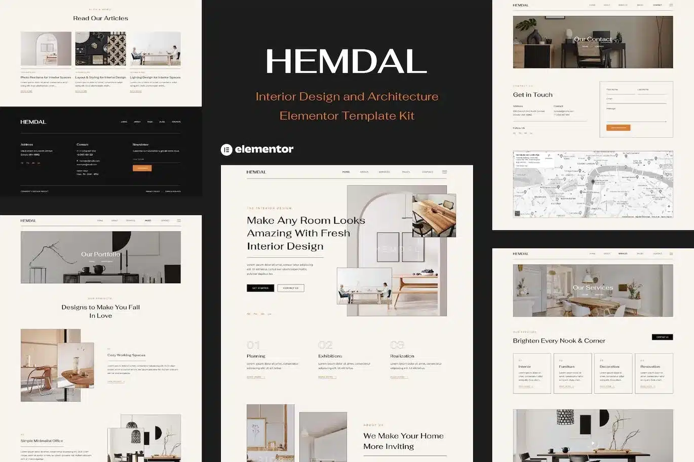 Hemdal Interior Design & Architecture Elementor Template Kit