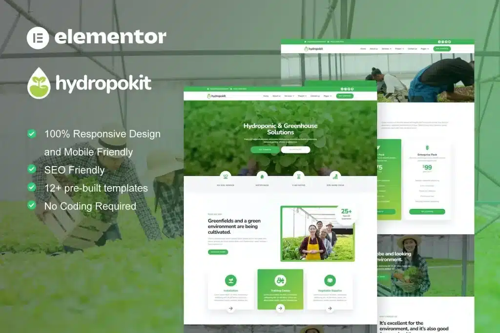 Hydropokit Hydroponic & Agriculture Elementor Template Kit