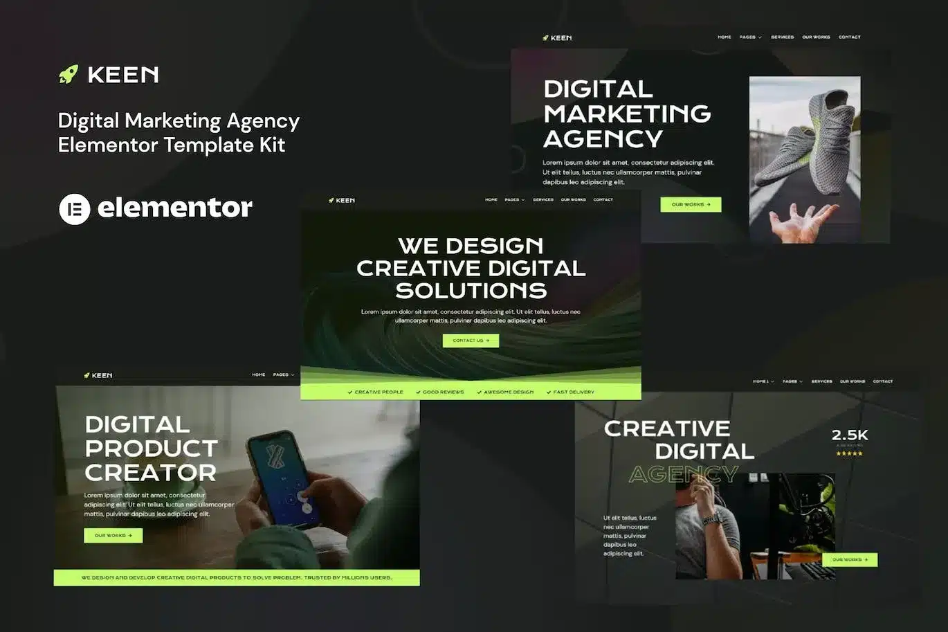 Keen Dark Digital Marketing Agency Elementor Template Kit