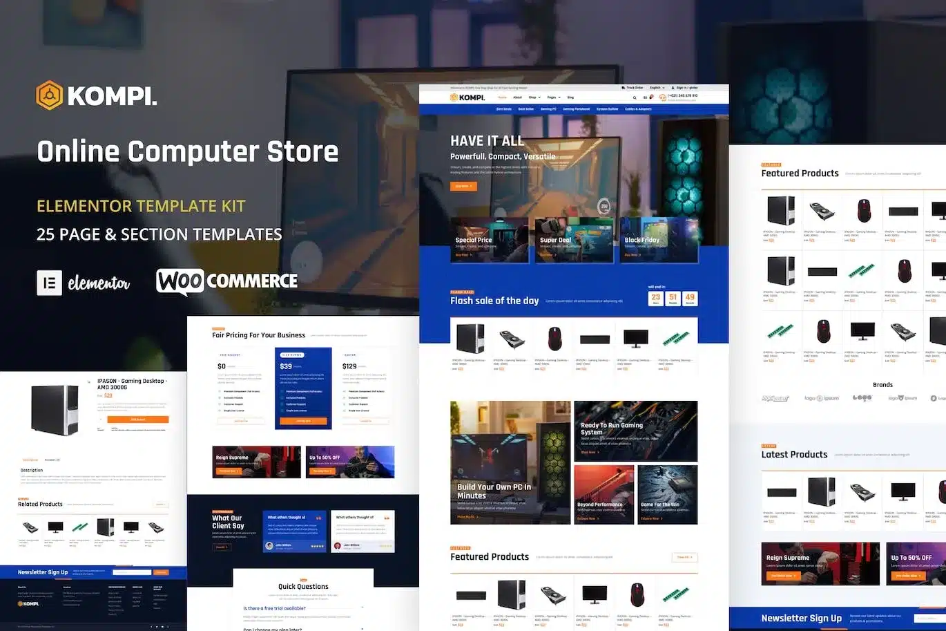 Kompi Computer Store Wordpress Elementor Template Kit