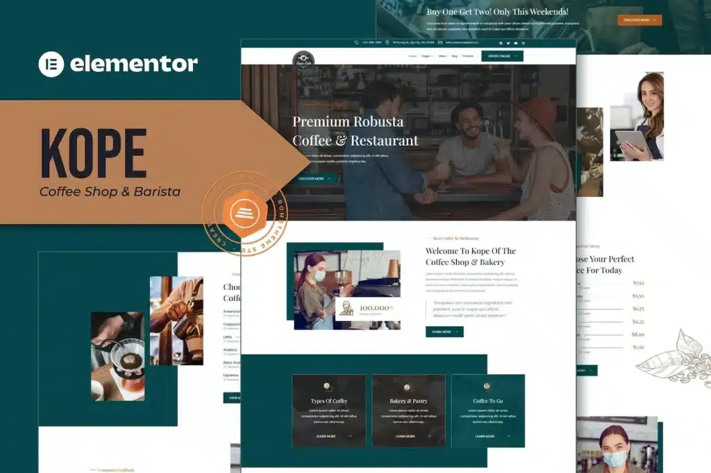 Kope Cafe Coffee Shop & Bar Elementor Template Kit