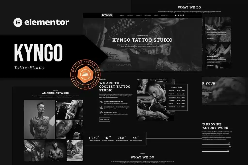 Kyngo Tattoo Studio Elementor Template Kit