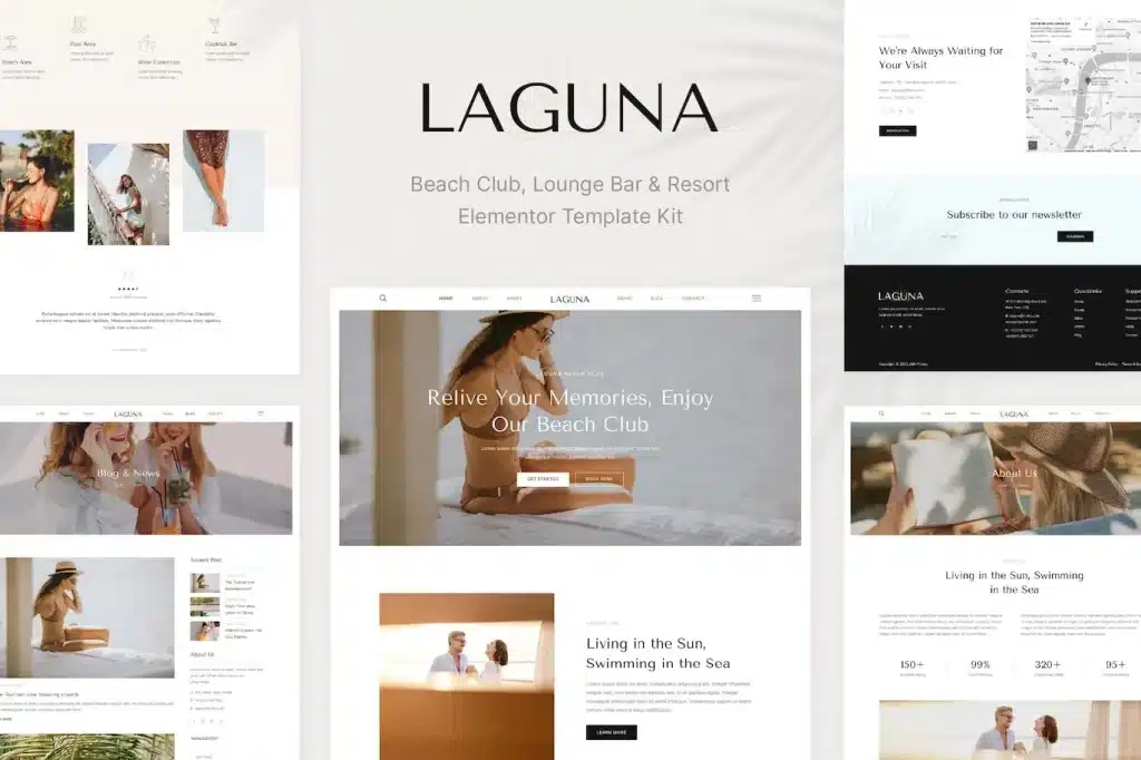 Laguna Beach Club Lounge Bar & Resort Elementor Template Kit