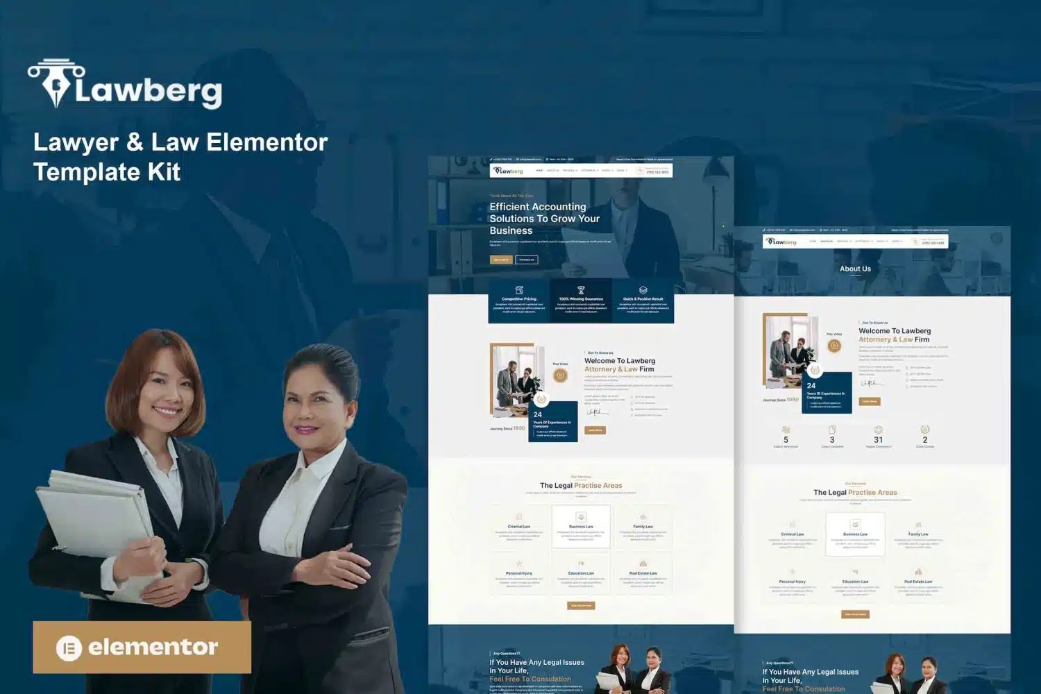 Lawberg Lawyer & Legal Firm Elementor Template Kit