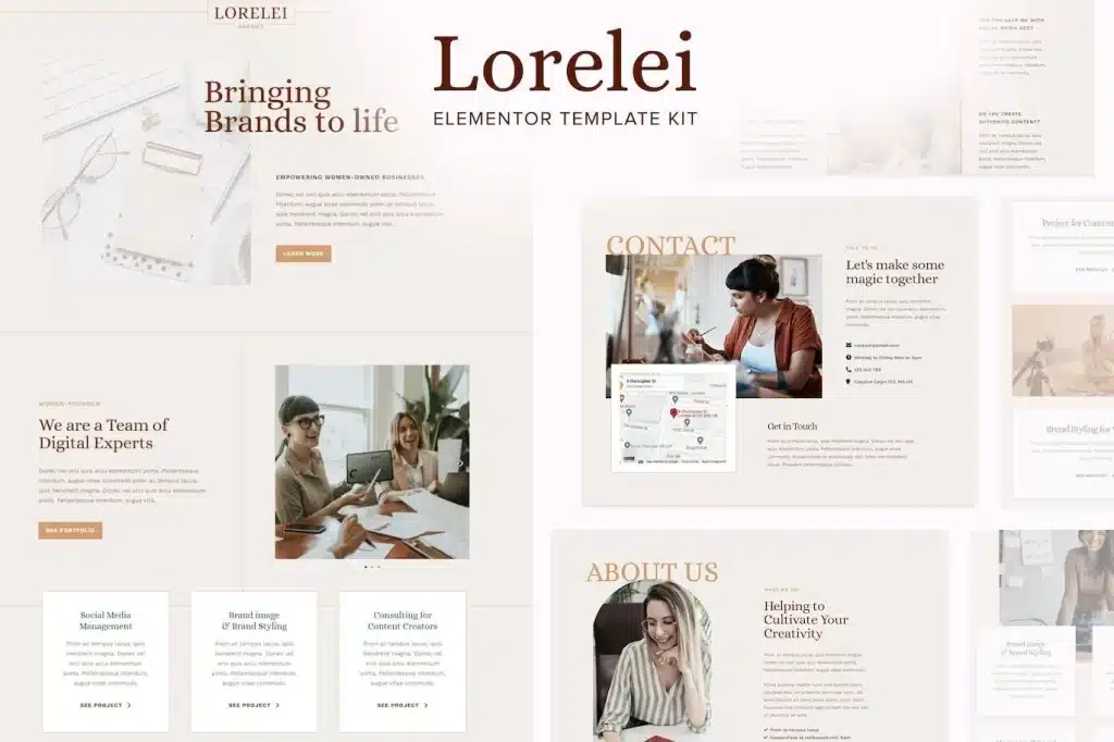 Lorelei Feminine Business Elementor Template Kit