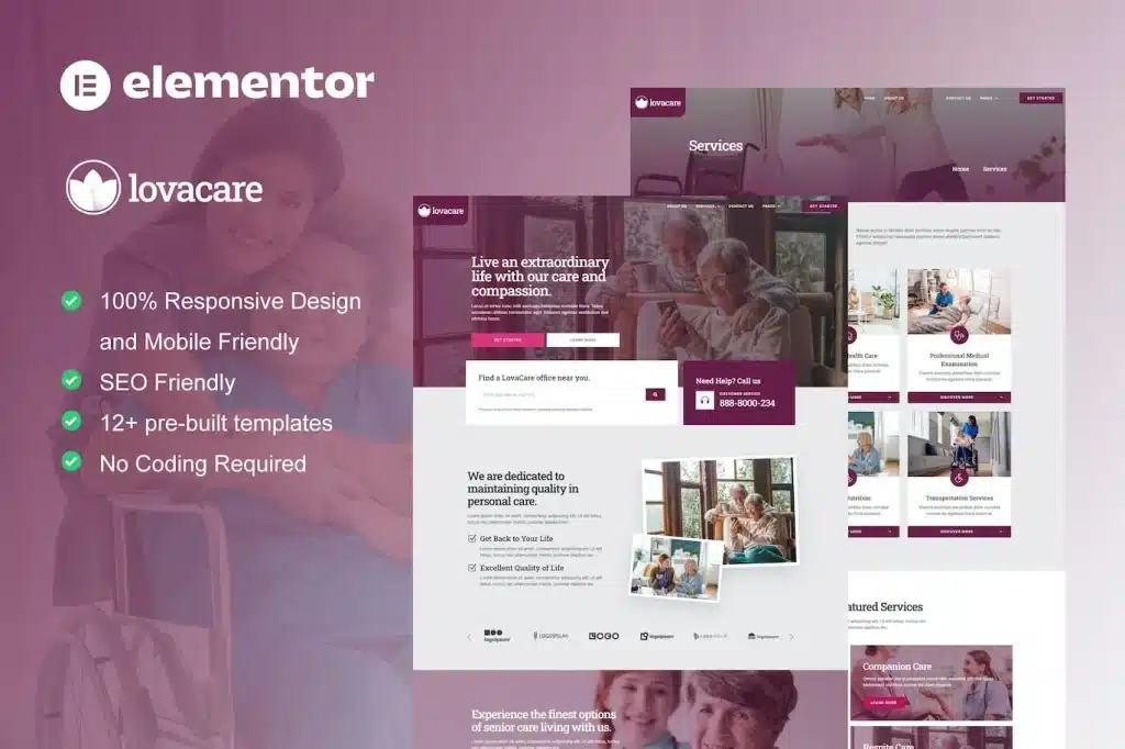 Lovacare Senior Care Services Elementor Template Kit