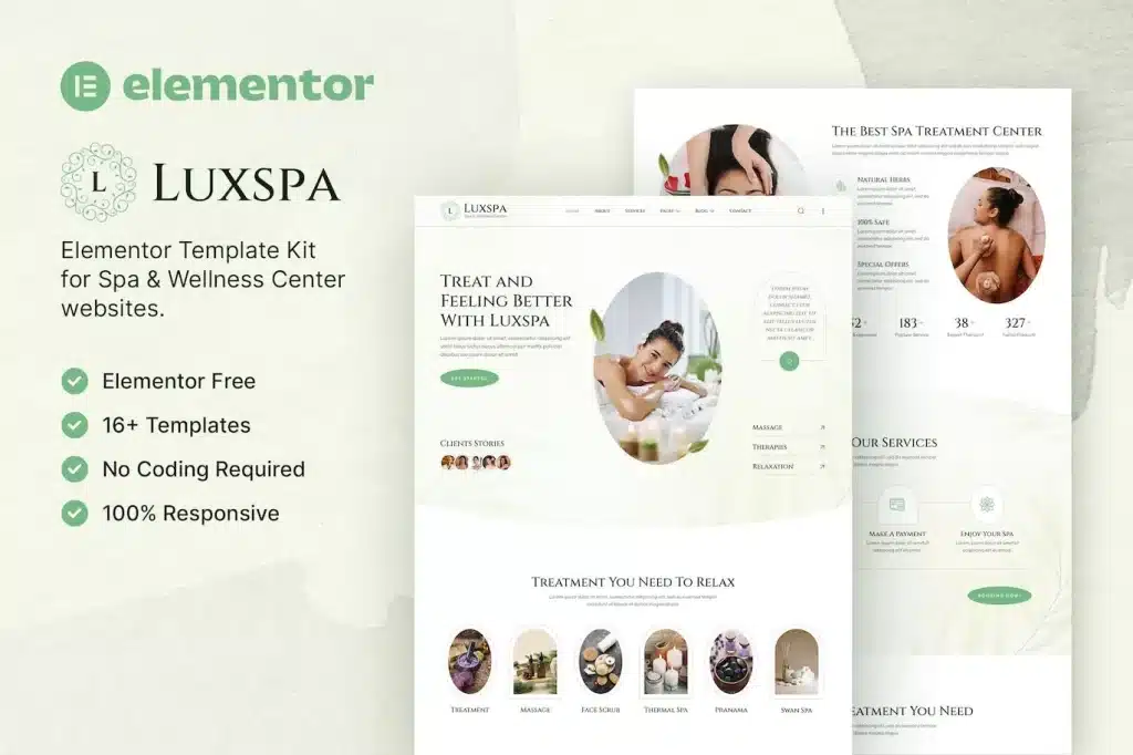 Luxspa – Spa & Wellness Center Elementor Template Kit