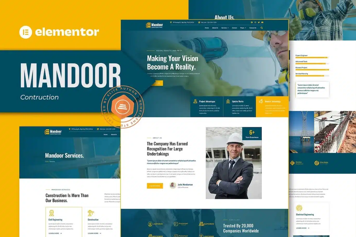 Mandoor Construction Elementor Pro Template Kit