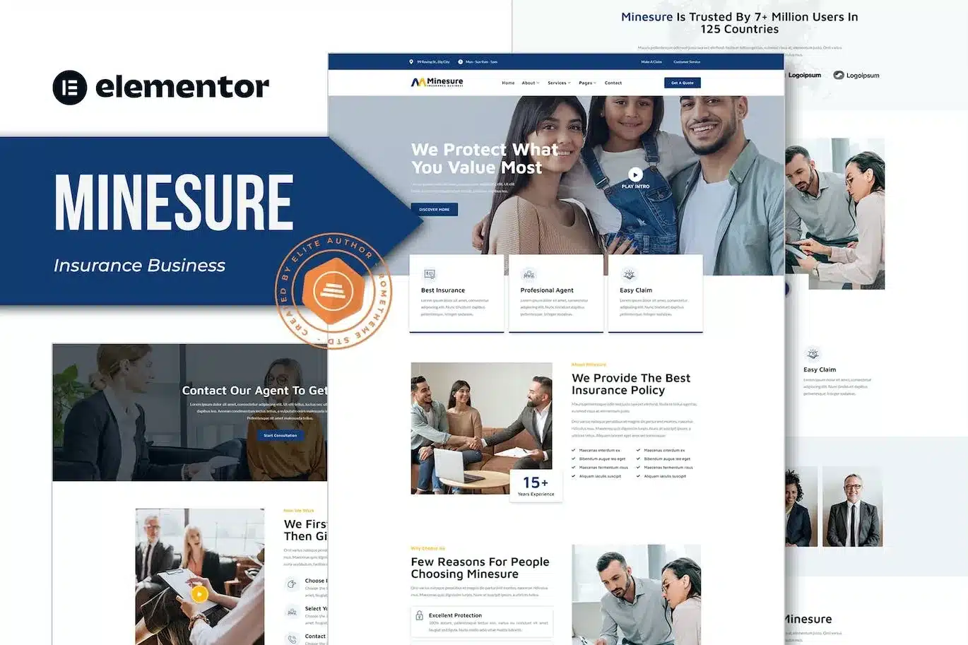 Minesure Insurance Business Elementor Template Kit