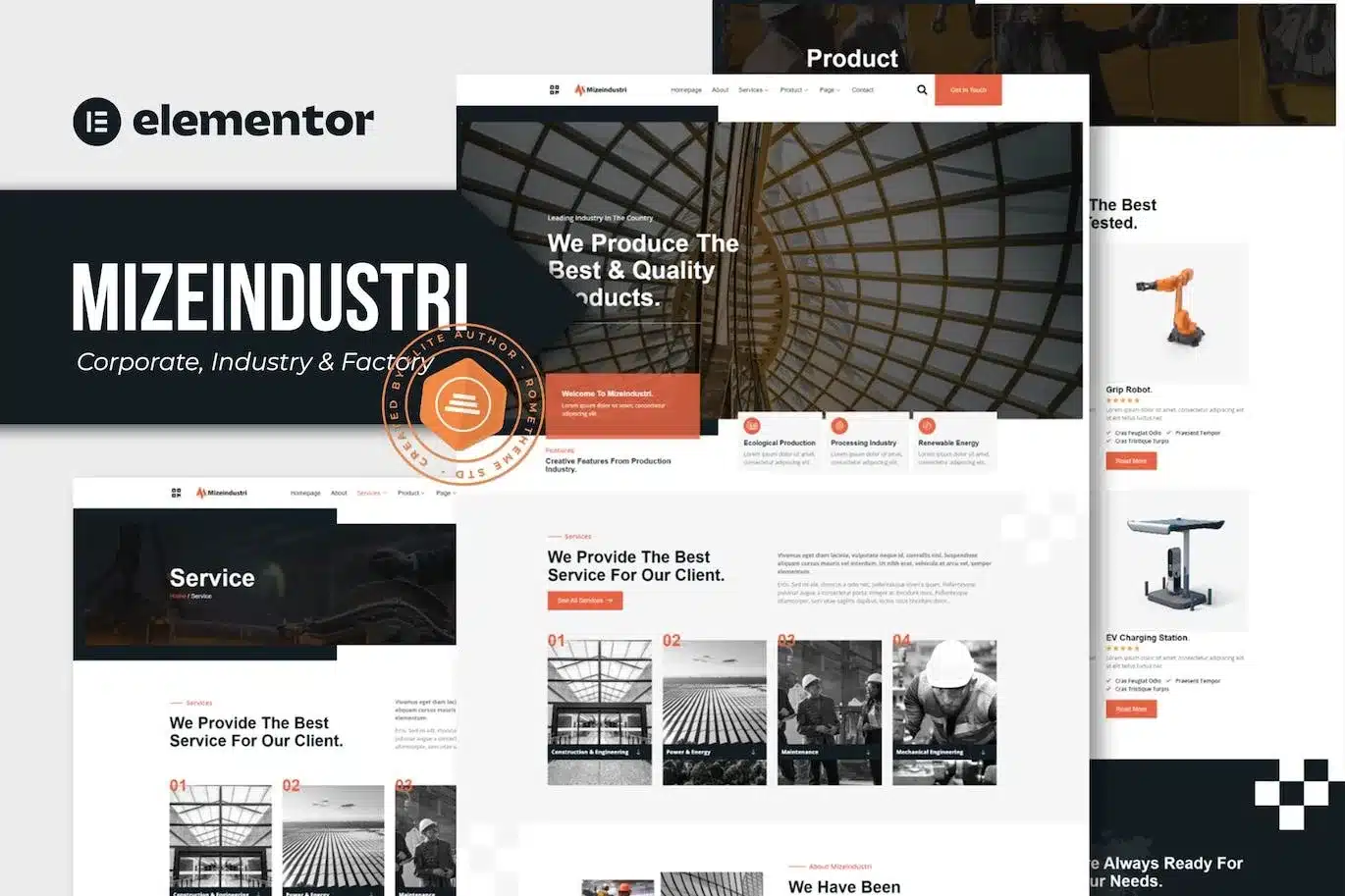 Mizeindustri Corporate, Industry & Factory Elementor Template Kit