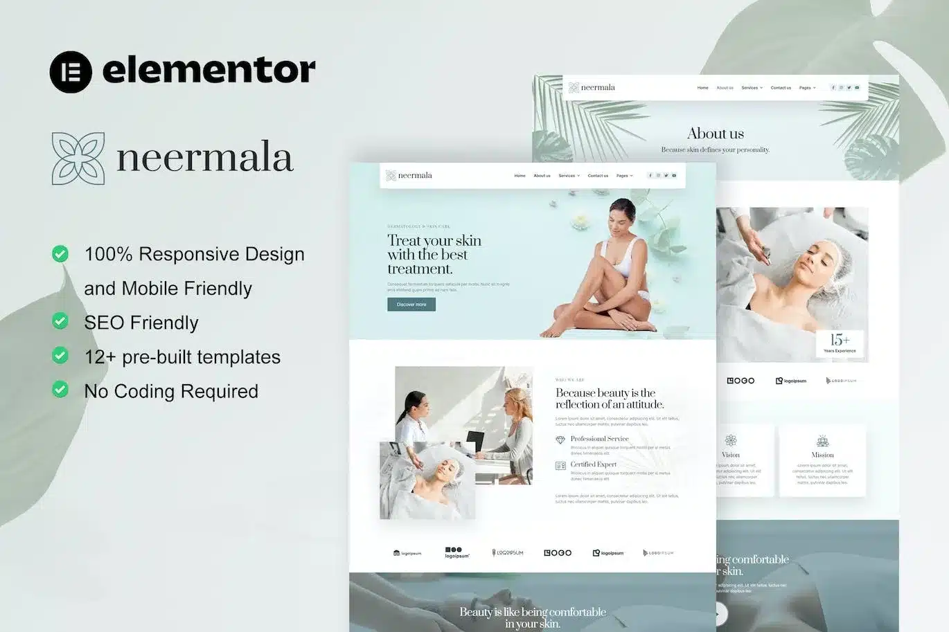 Neermala Beauty Clinic & Dermatology Elementor Template Kit