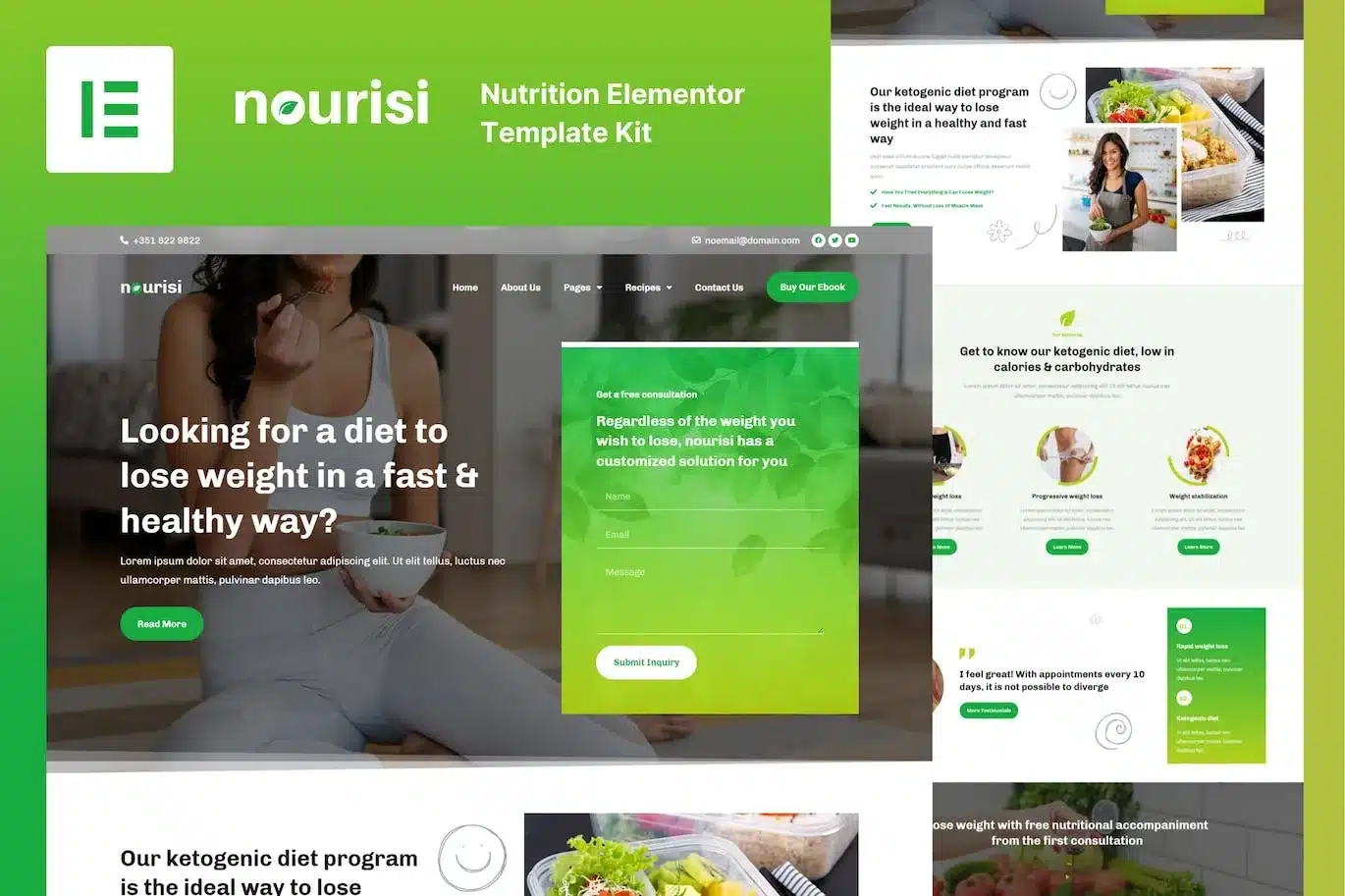 Nourisi Nutrition Elementor Template Kit