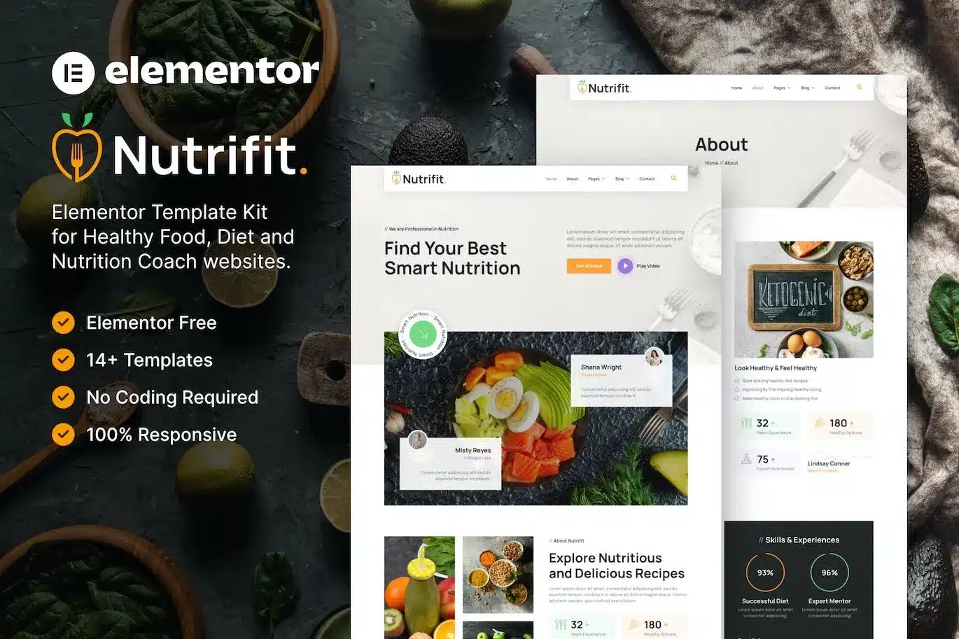 Nutrifit – Healthy Food & Nutrition Coach Elementor Template Kit