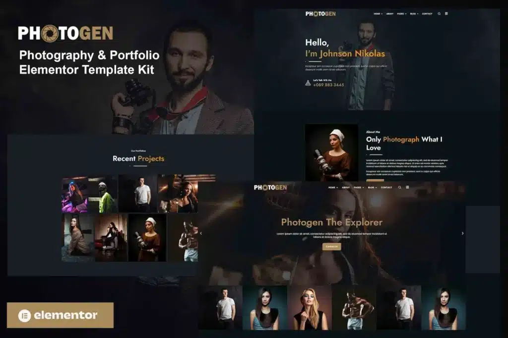 Photogen Photography & Portfolio Elementor Template Kit