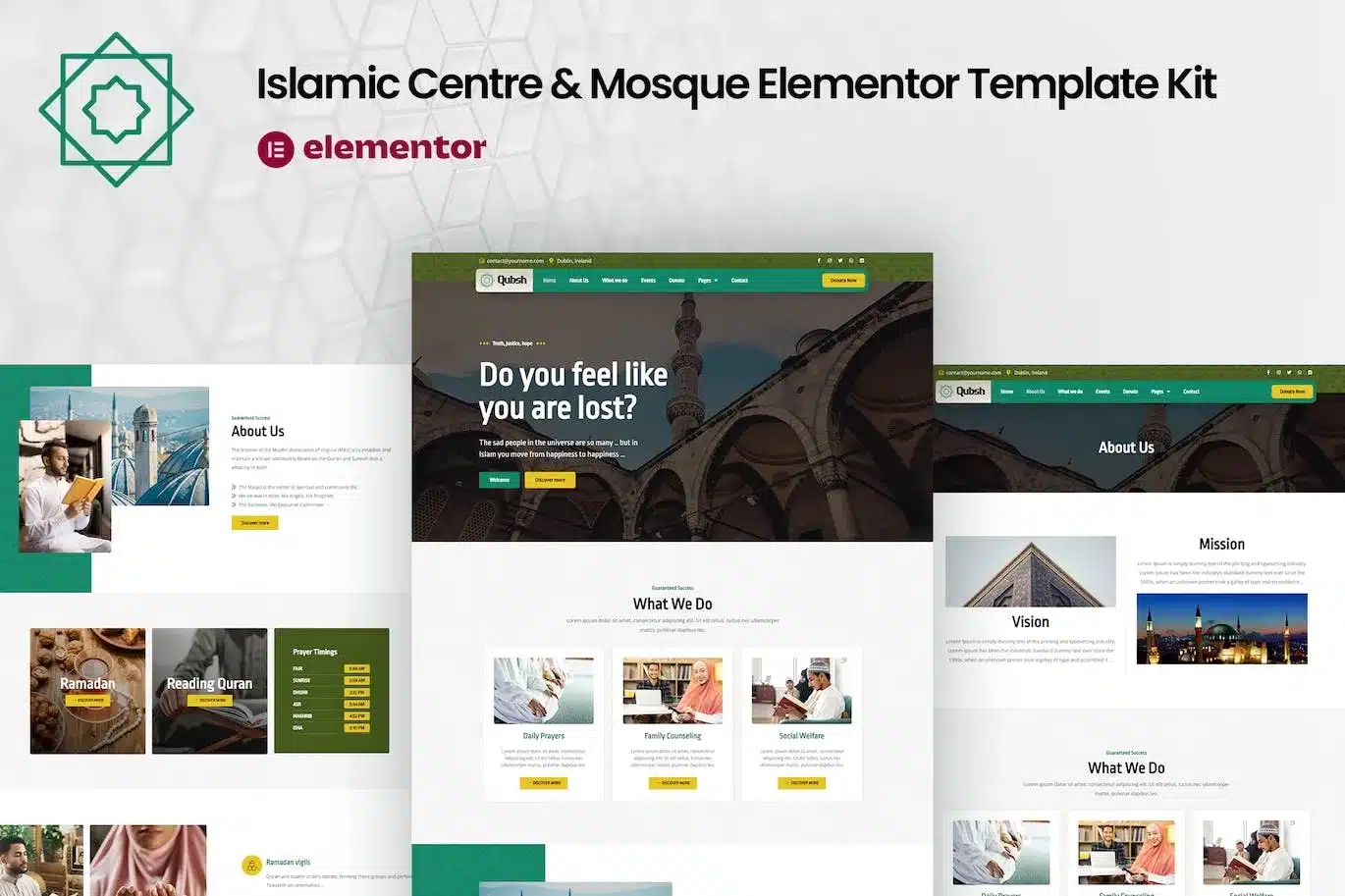 Qubsh Islamic Centre & Mosque Elementor Template Kit