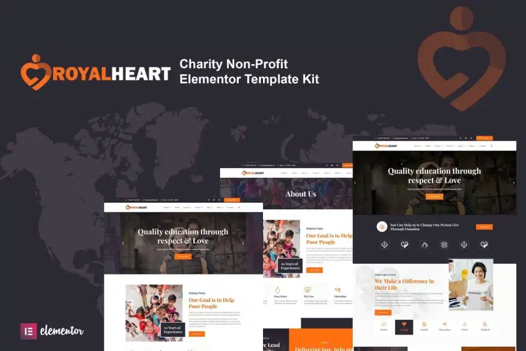 Royalheart Nonprofit Charity Elementor Template Kit