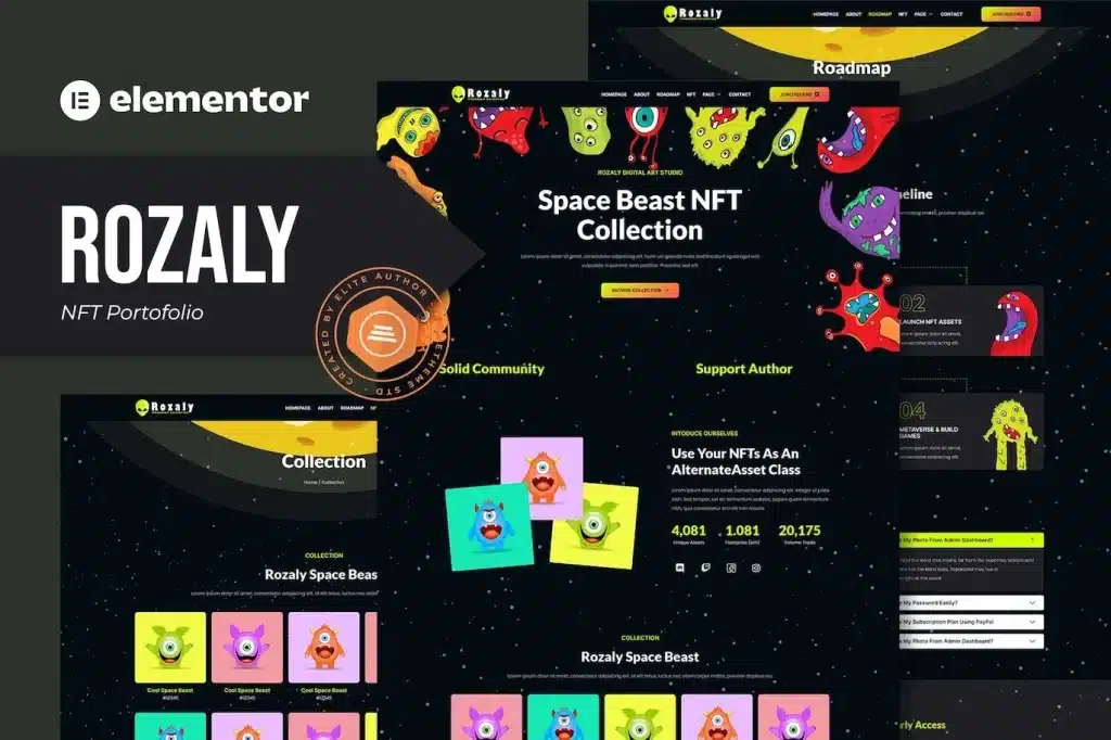 Rozaly Nft Portofolio Elementor Template Kit