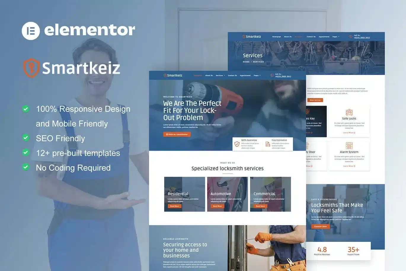 Smartkeiz Locksmith Service Elementor Template Kit