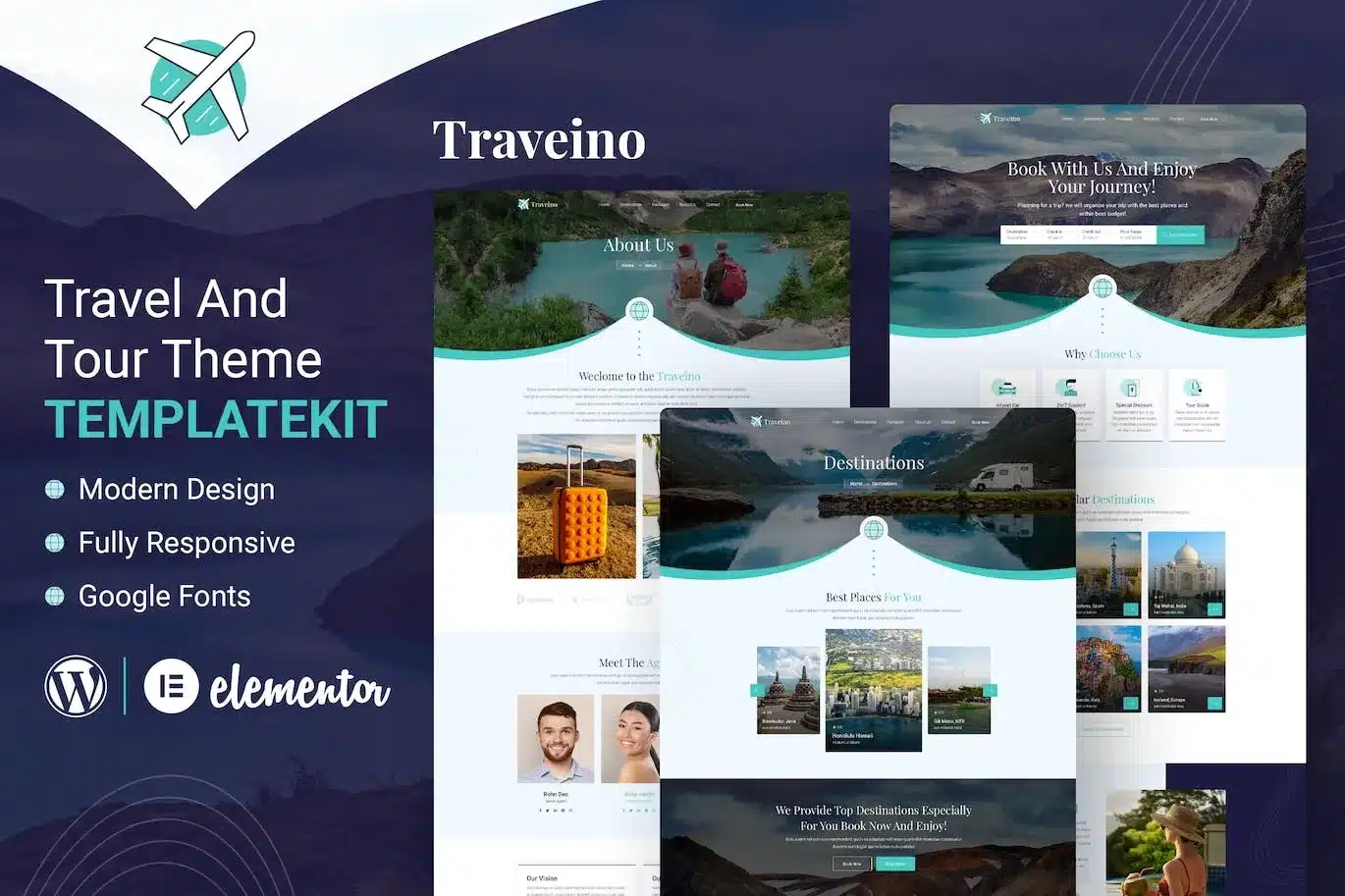 Traveino Travel Agency Elementor Template Kit