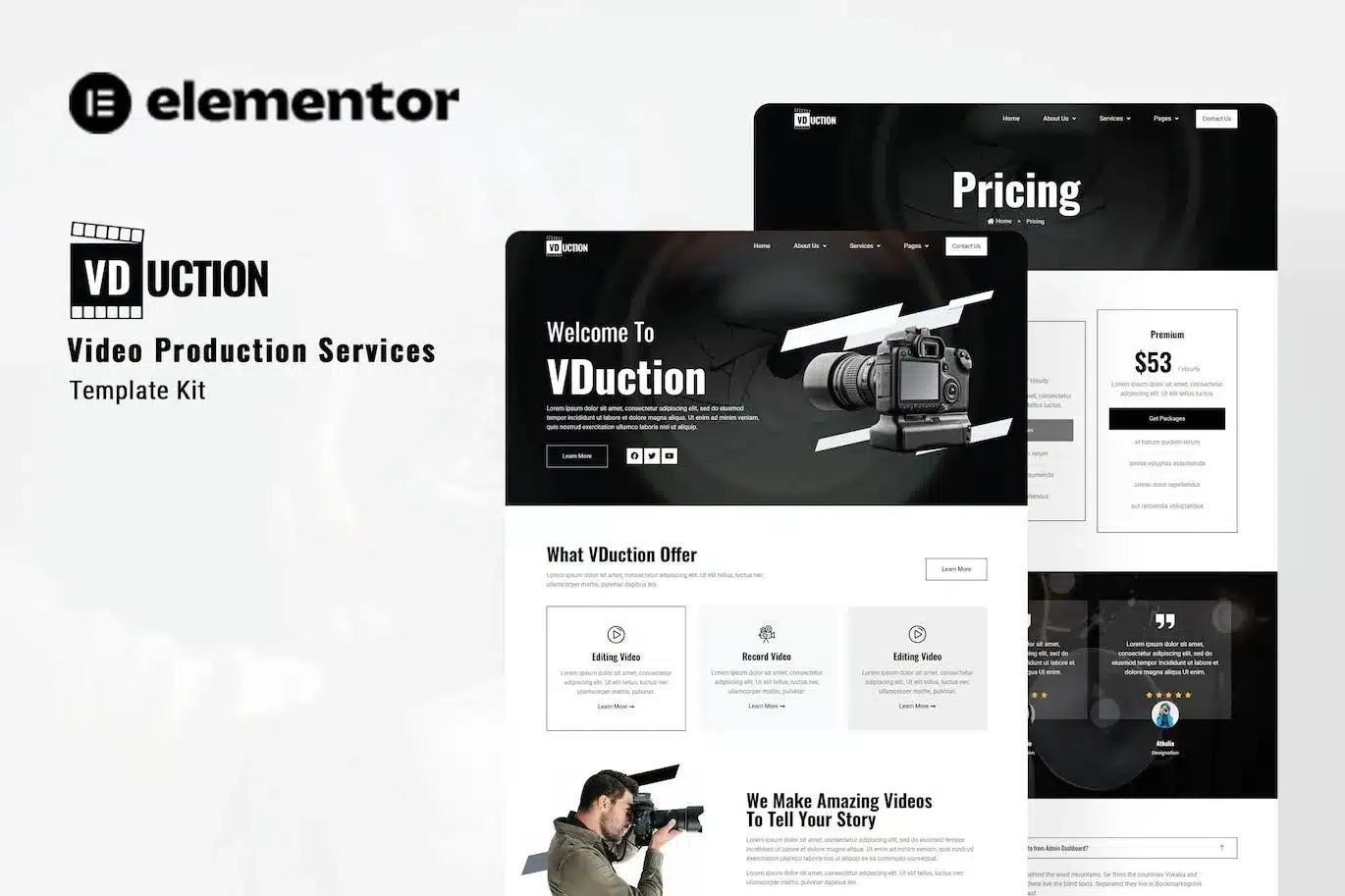 Vduction Video Production Service Elementor Template Kit