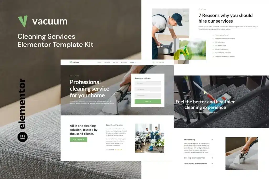 Vacuum Cleaning Services Company Elementor Template Kit