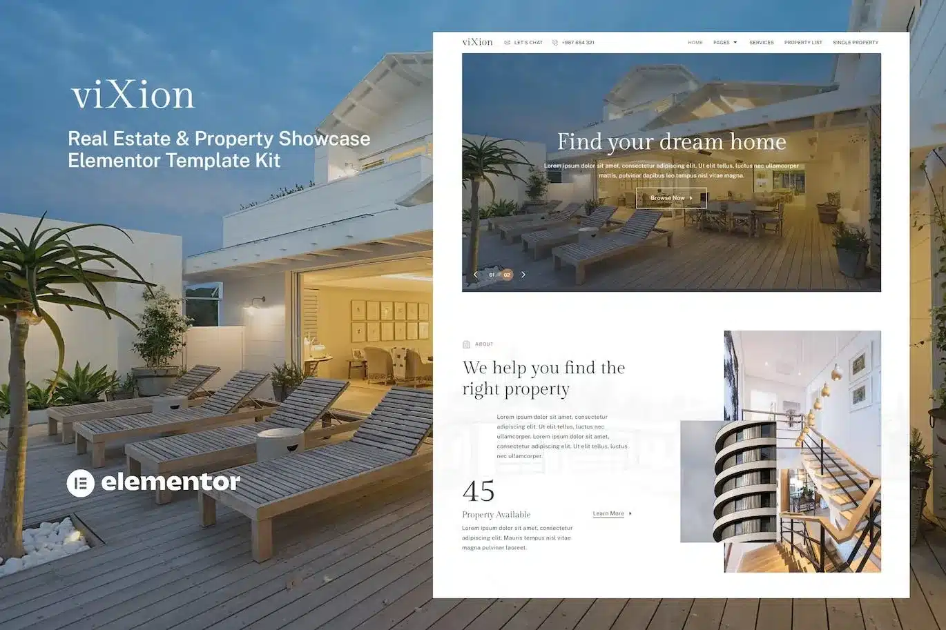 Vixion Real Estate & Property Showcase Elementor Template Kit