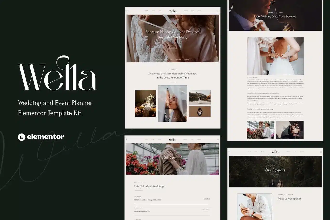 Wella Wedding & Event Planner Elementor Template Kit