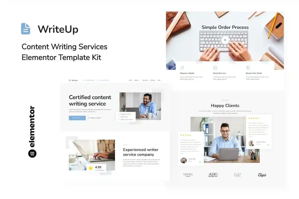 Writeup Content Writing Services Elementor Template Kit