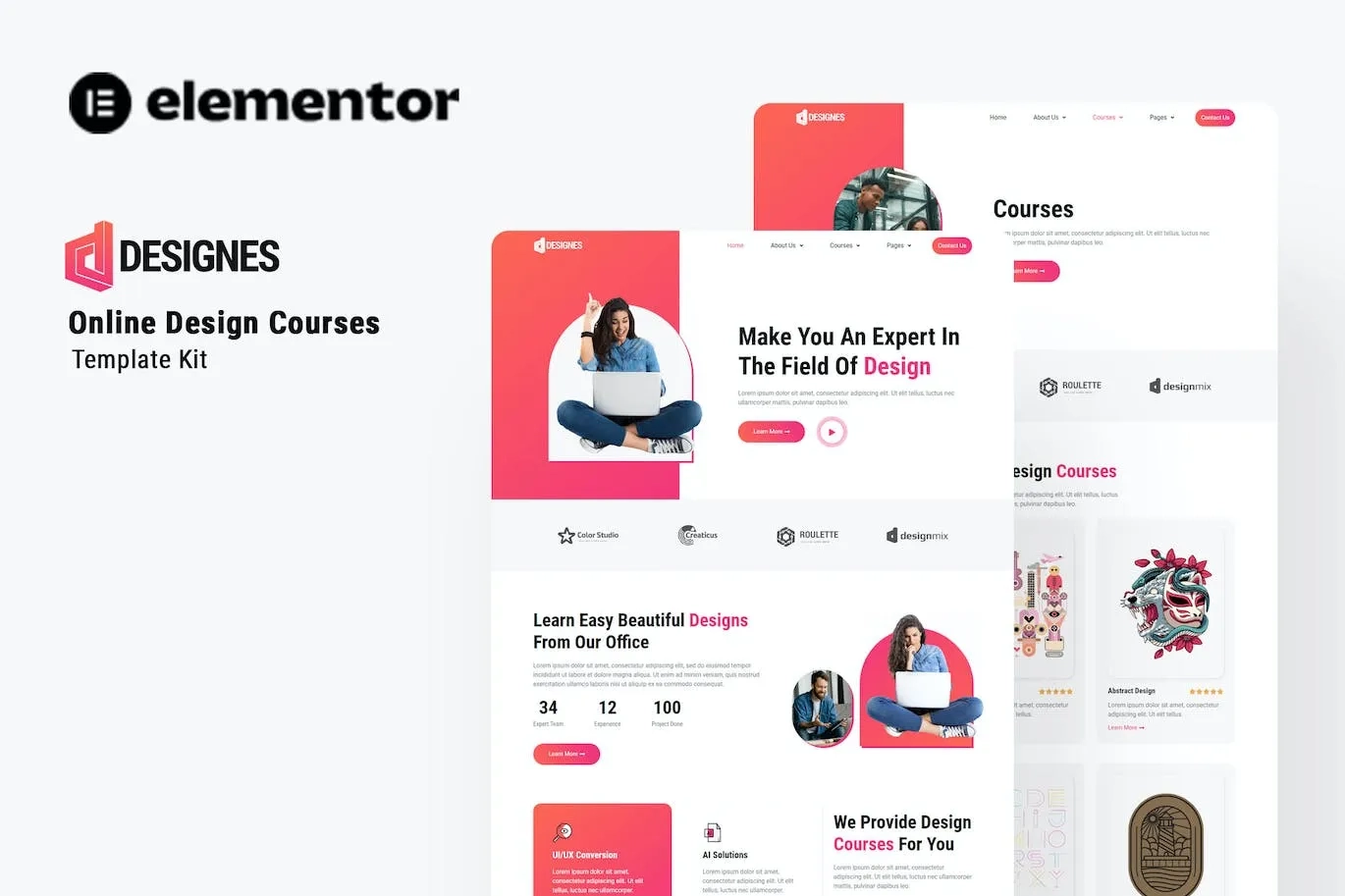 Designes – Online Design Course Elementor Template