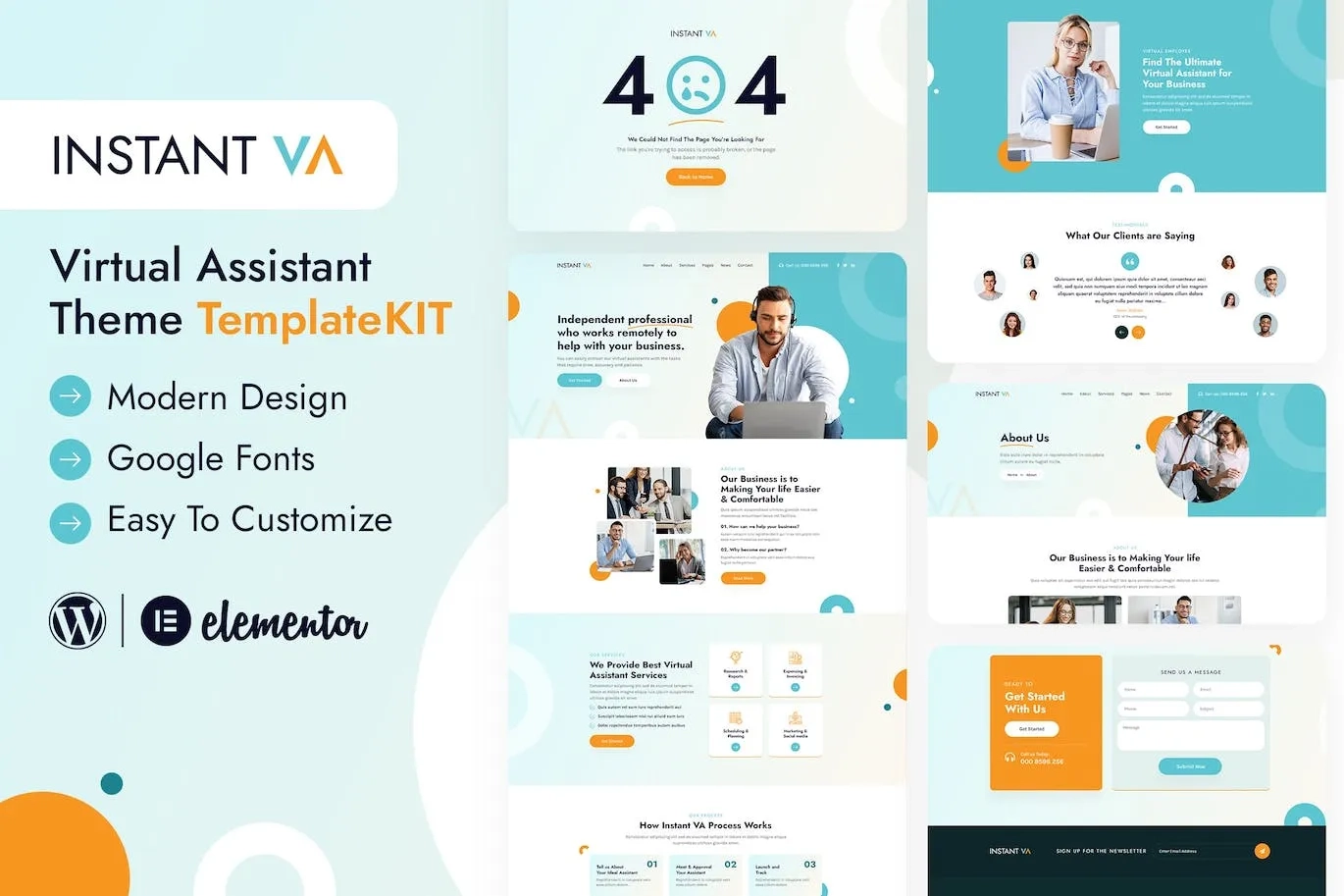 Instant VA – Virtual Assistant Elementor Template