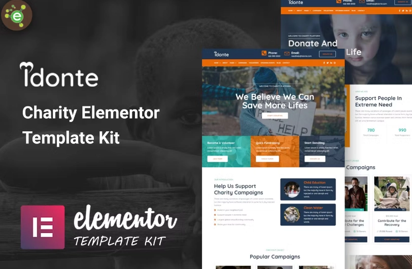 iDonte – Charity Non-Profit Elementor Template