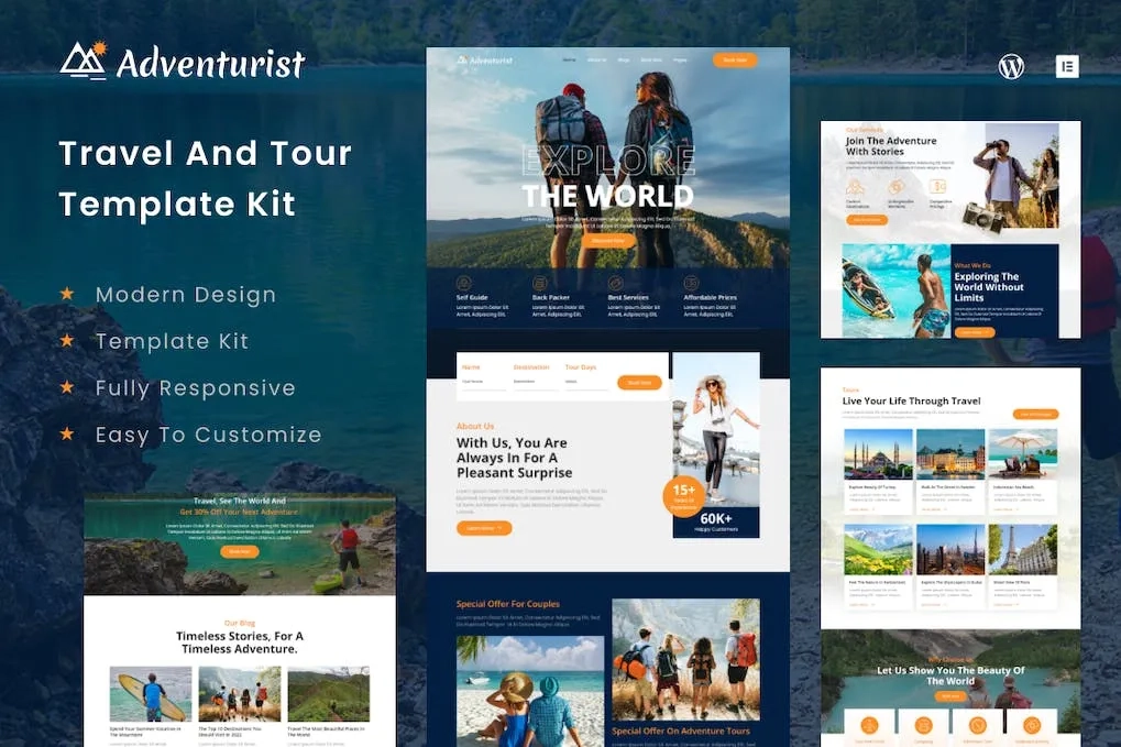 Adventurist – Travel & Tourism Agency Elementor Template