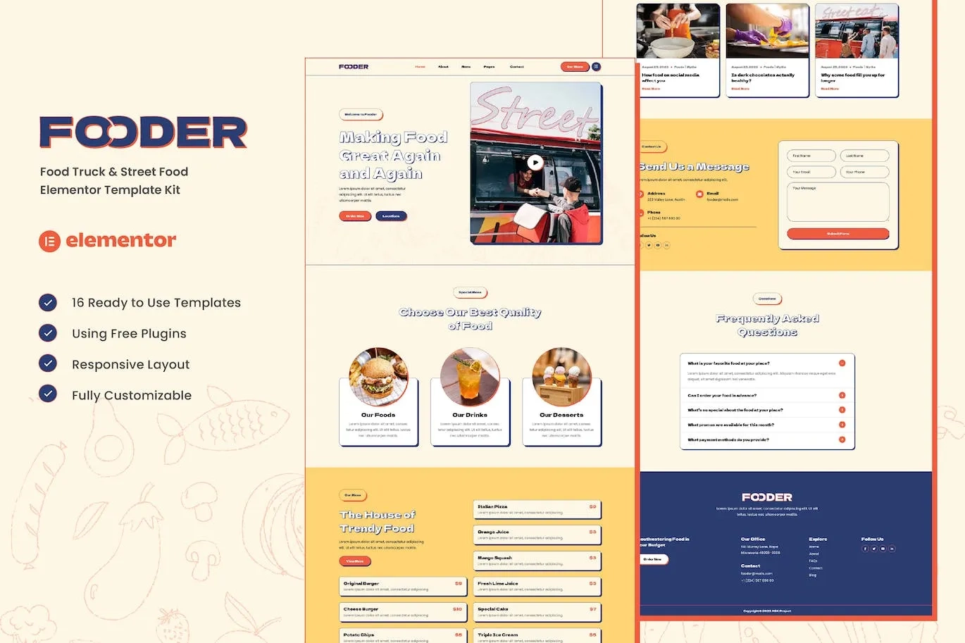Fooder – Food Truck & Street Food Elementor Template