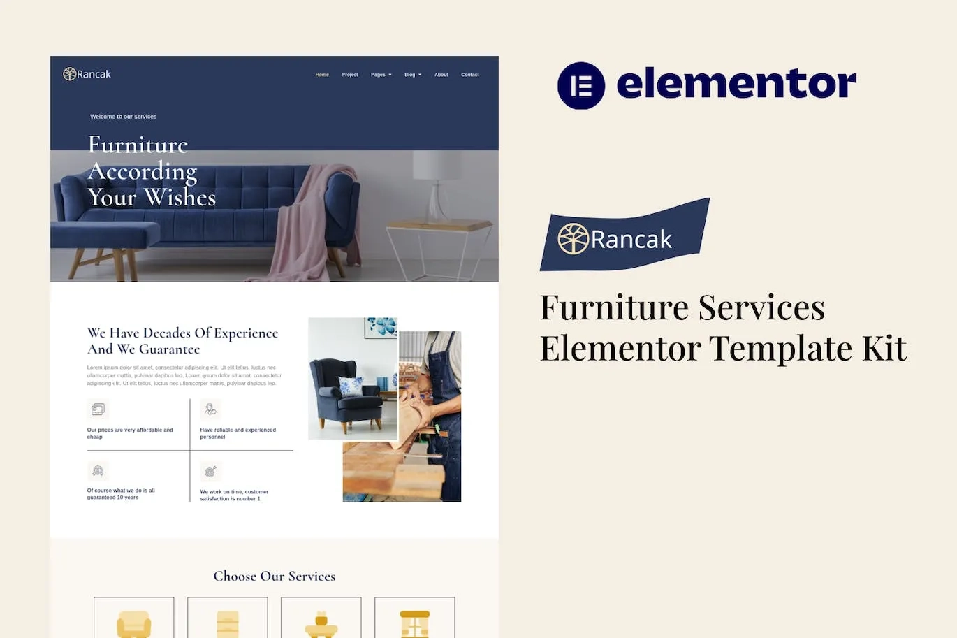 Rancak – Furniture Services Elementor Template
