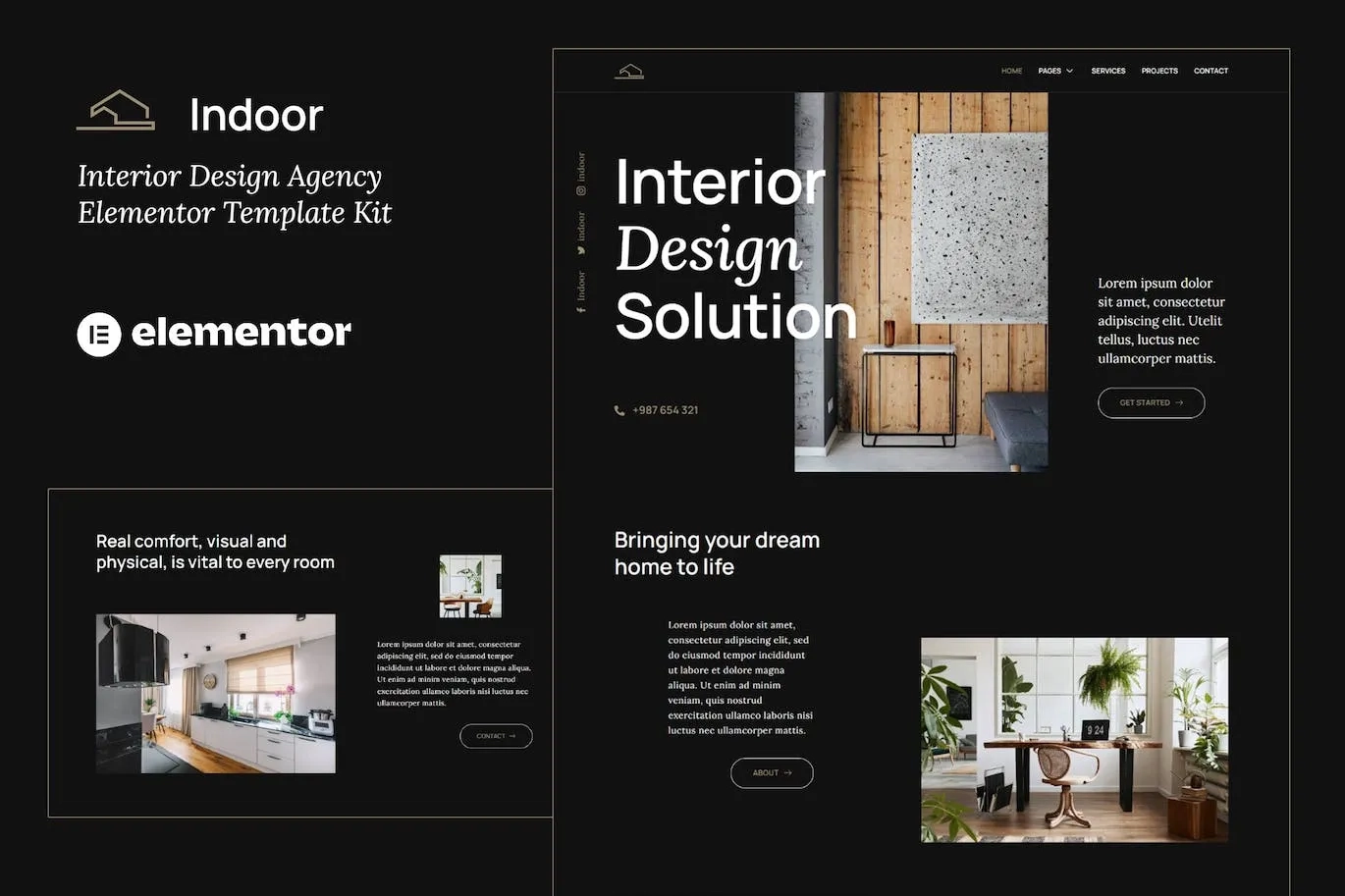 Indoor – Dark Interior Design & Architecture Agency Elementor Template