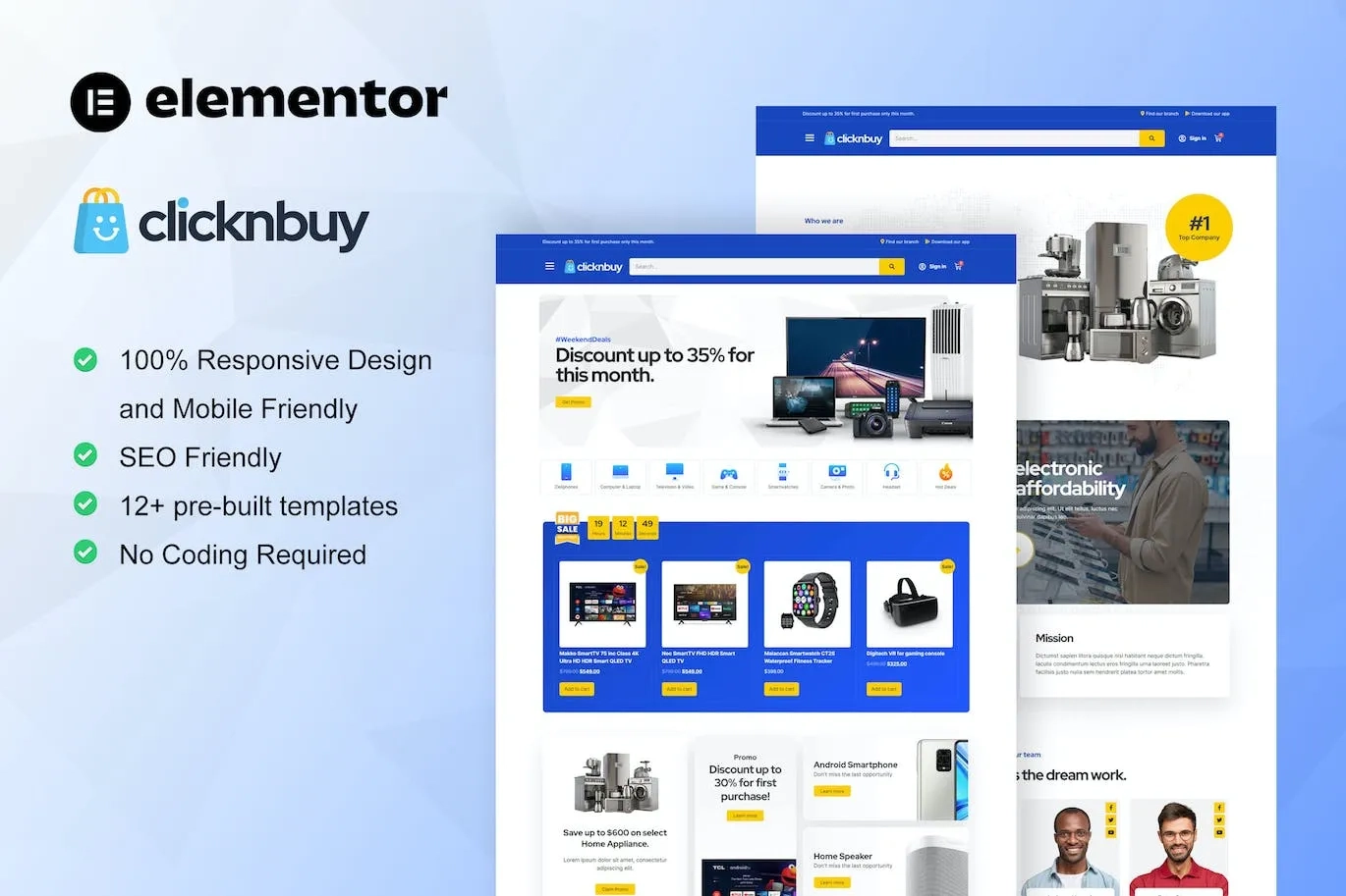 Clicknbuy – Woocommerce Electronic Store Elementor Template