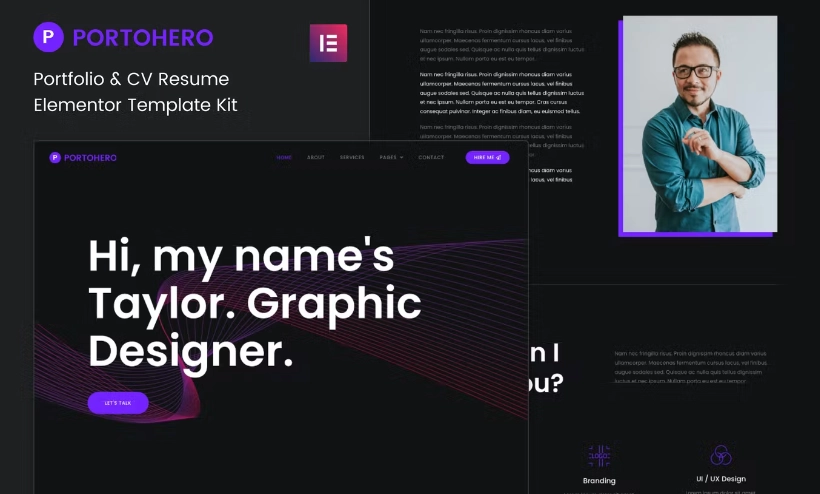 Portohero – Personal Portfolio & CV Elementor Template
